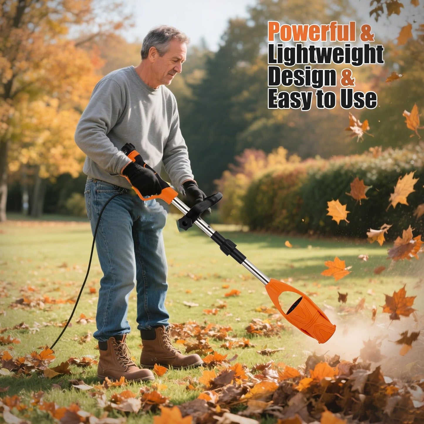 Cordless Leaf Blower 21V Electric - Lightweight Handheld, Speed Control via Pressure Switch, 2 x 2.0Ah Batteries & 1-Hour Fast Charger, for Lawn Care, Leaf Blowing, Small Gravel - Garden Cleaning