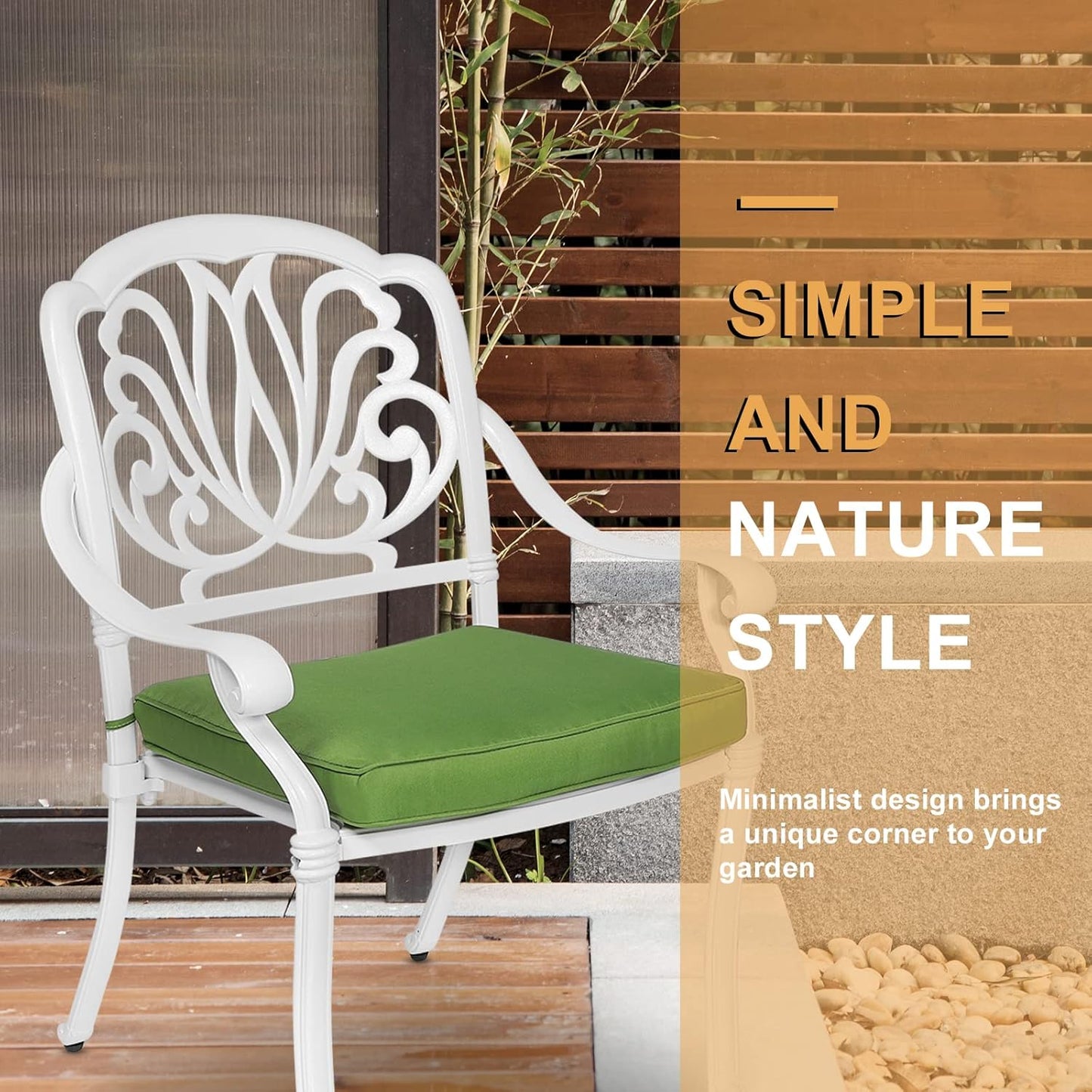 3-Piece Outdoor Patio Dining Set, All-Weather Cast Aluminum Patio Furniture Set for Backyard Garden Deck with 2 Cushioned Chairs and 31” Round Table, 2" Umbrella Hole, White