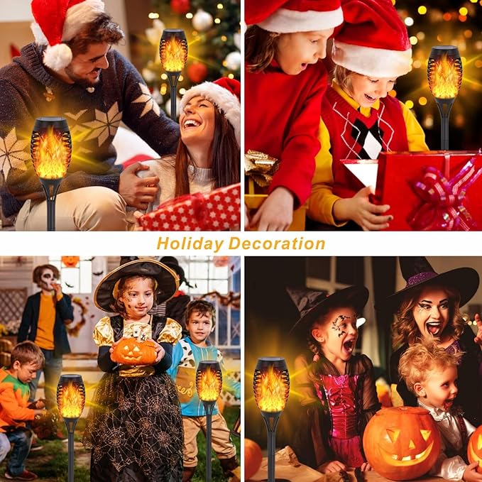 Solar Lights Outdoor, 8Pack Solar Torch Light with Flickering Flame for Garden Decor, Waterproof Outdoor Lighting Landscape, LED Flame Torches for Outside Patio Pathway Yard Decorations