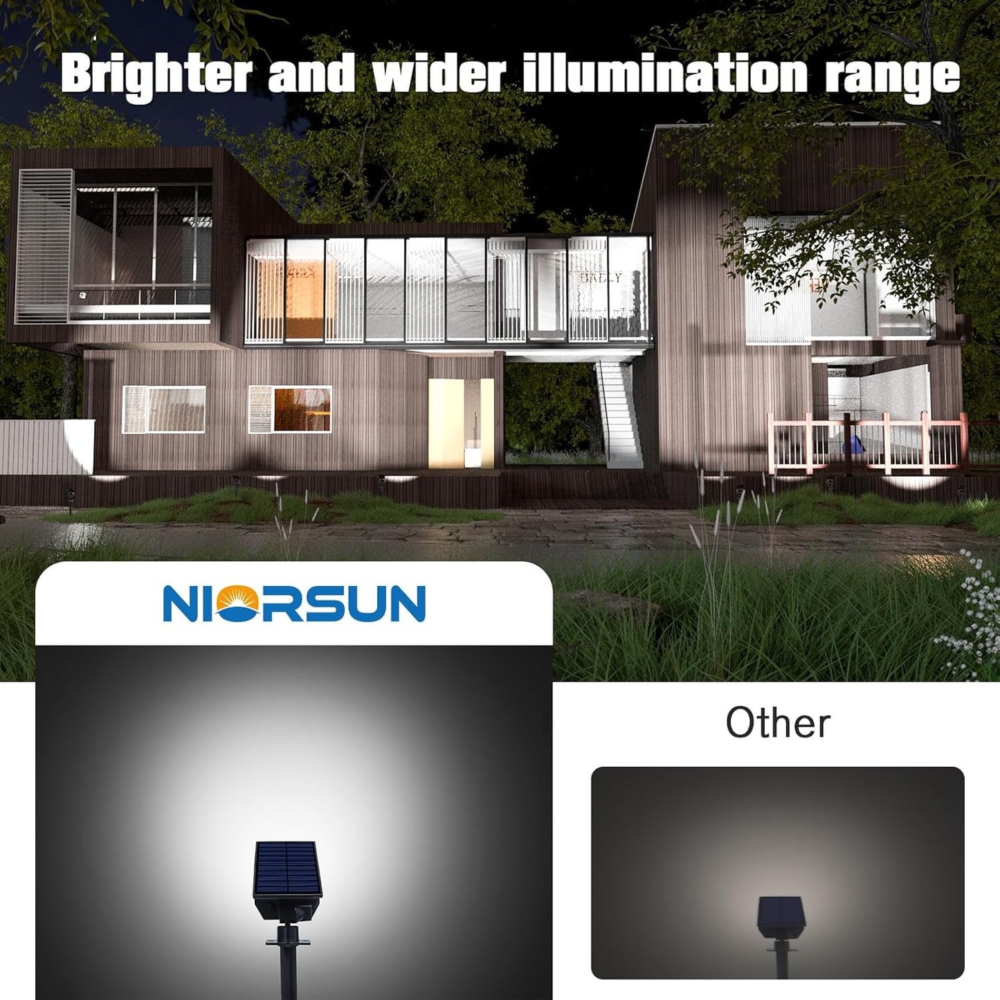 NIORSUN Solar Spot Lights Outdoor,23 LEDs Landscape Lighting with Auto On/Off and 3 Lighting Modes, IP67 Waterproof Spotlights,Outdoor Solar Lights for Yard Garden,6 Pack(Cool White)