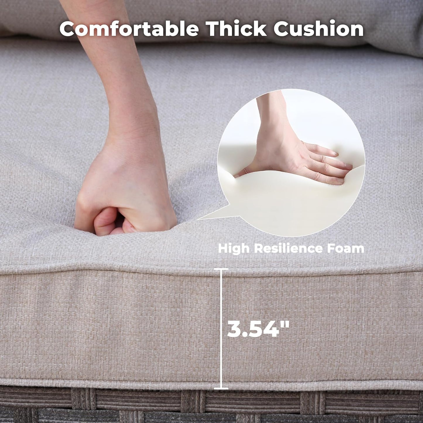 ovios 9 Pieces Patio Furniture Set, Outdoor Wicker Sectional Sofa with 30" Fire Pit Table Swivel Chair, Modern Modular Deep Seat Rattan Couch Conversation Sets, Beige