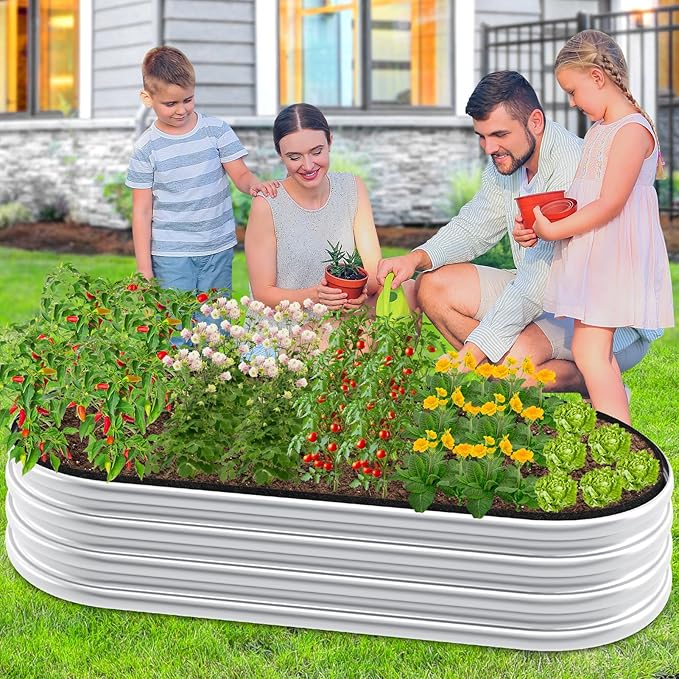 2mm Thick Fabric Garden Grow Bed Bags, 4x2x1 Ft Liners Designed For Outdoor Metal Raised Garden Beds, 60 Gallon Capacity Oval Large Vegetable Growing Boxes