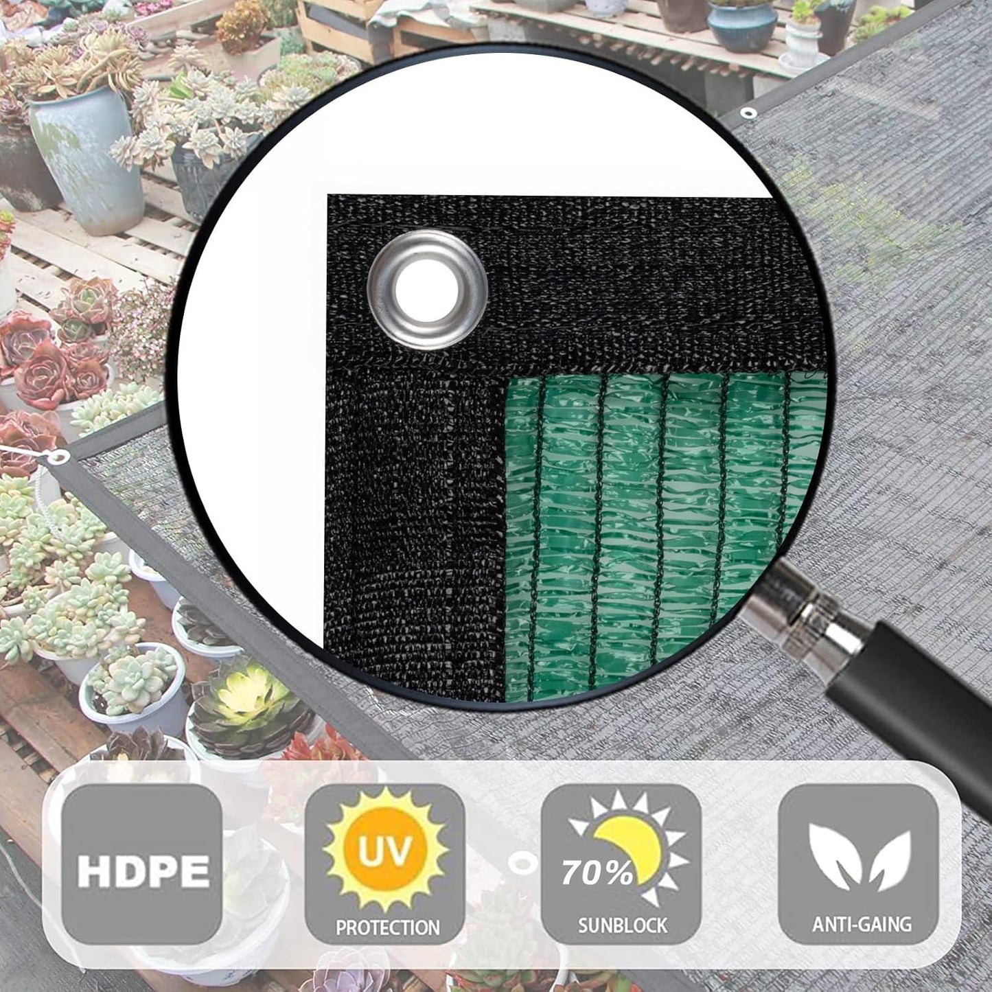 LOVE STORY 6.5x16.5FT 70% Green Shade Cloth Sun Shade Net with Grommets Sunblock Net Mesh Tarp for Garden,Plants Cover,Greenhouse and Patio