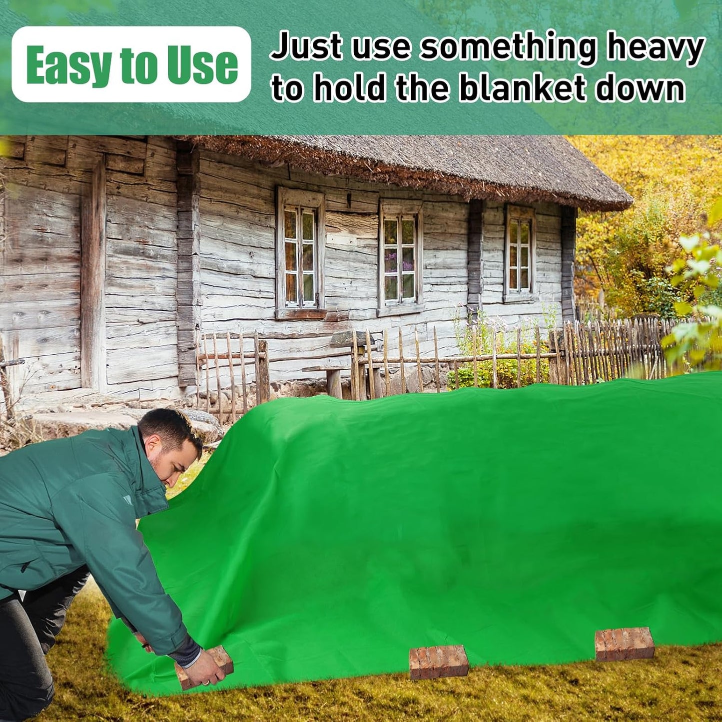 2.0oz/yd² Plant Covers Freeze Protection - 10 x 20 ft Easy of Use Green Winter Plant Frost Blanket Shield for Raised Beds, Reusable Garden Fabric Cloth Floating Row Cover for Outdoor Plants, Small