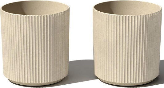 Veradek Demi Planter for Indoor/Outdoor Use | Made from Plastic & Concrete w/Drainage Holes | Modern Décor for Trees, Tall Plants, Flowers