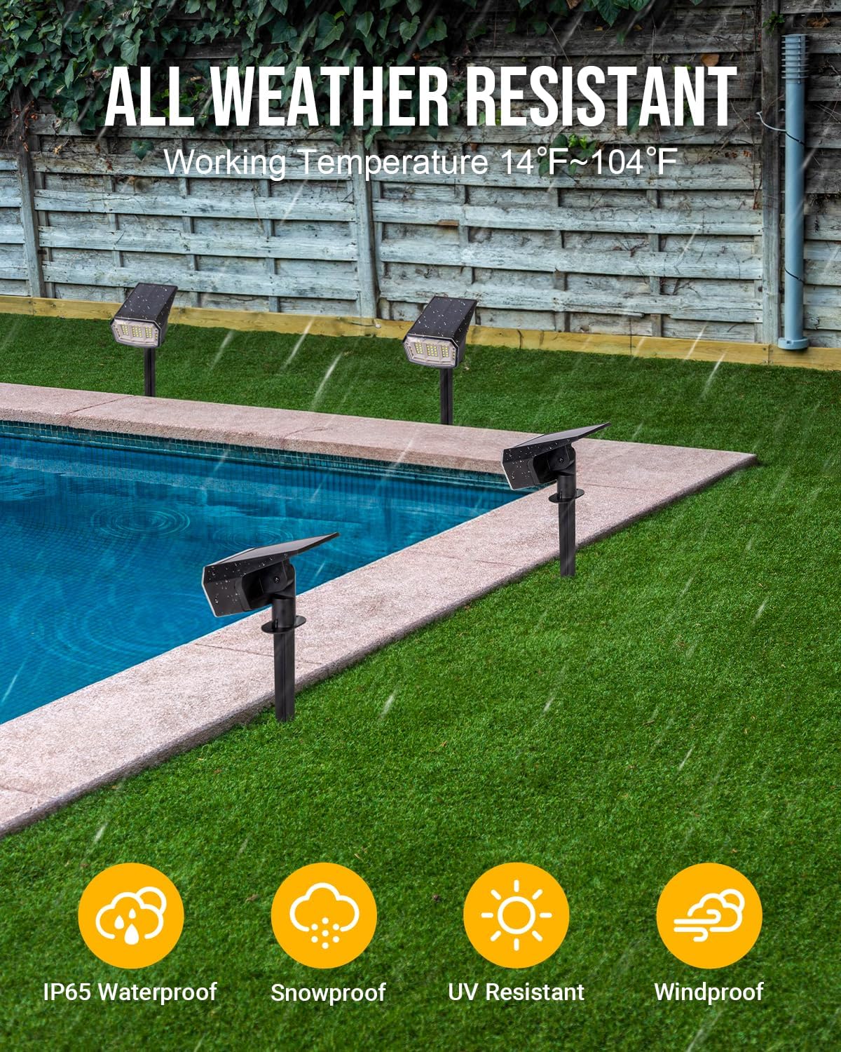 Solar Spot Lights Outdoor Waterproof IP65 Landscape Spotlights 63 LEDs 3 Lighting Modes Solar Spot Lights for Outside, Backyard, Garden, Garge, House-4 Pack Warm White