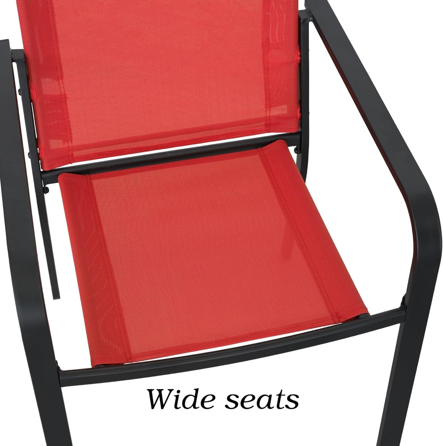 7-Piece Outdoor Dining Set, 48'' Round Table with 6 Stackable Chairs All Weather Furniture Set - Cherry