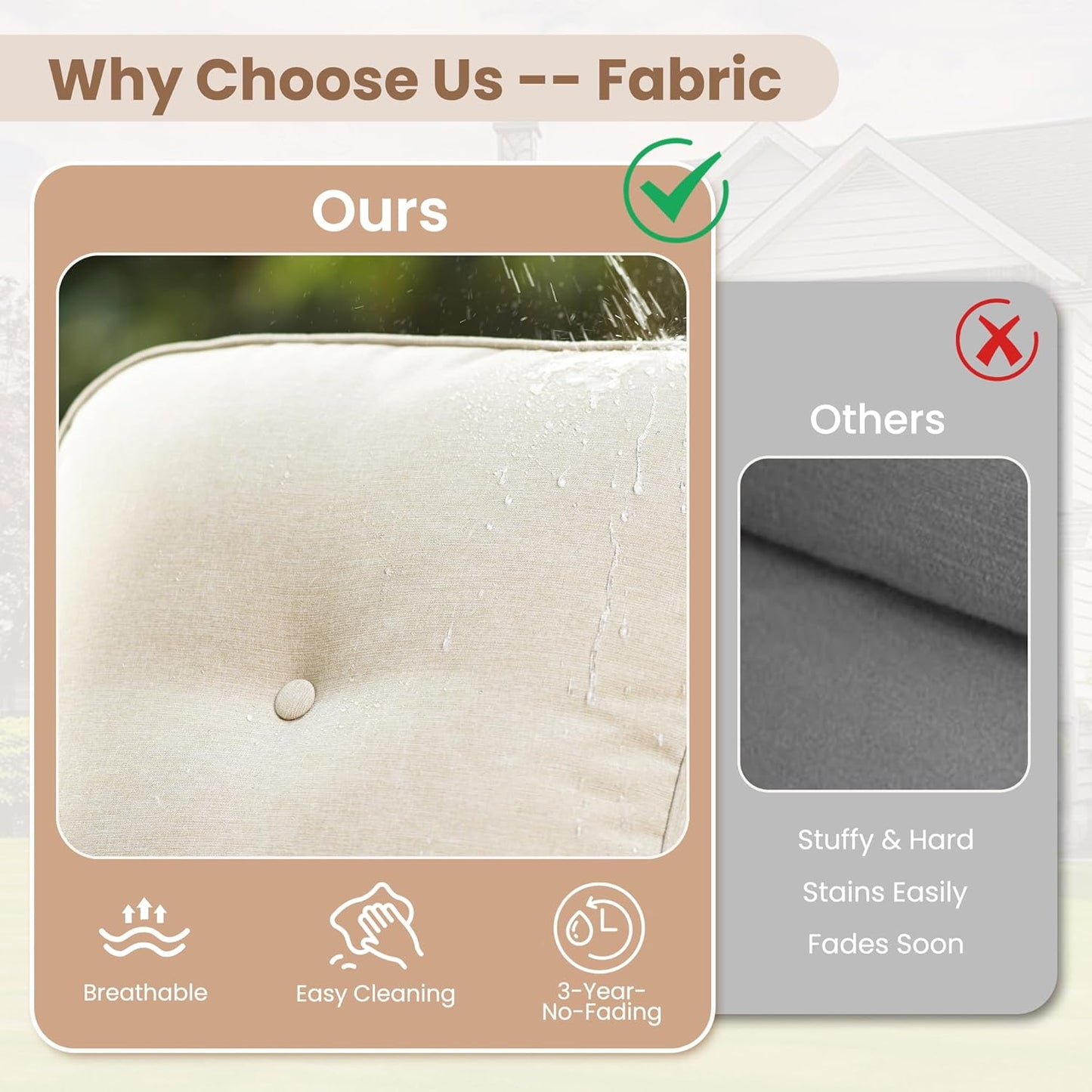 HOOOWOOO Patio Furniture Set,6 Pieces Outdoor Conversation Set,All Weather Wicker Loveseat Sofa Set with High Back Chairs Table,Beige