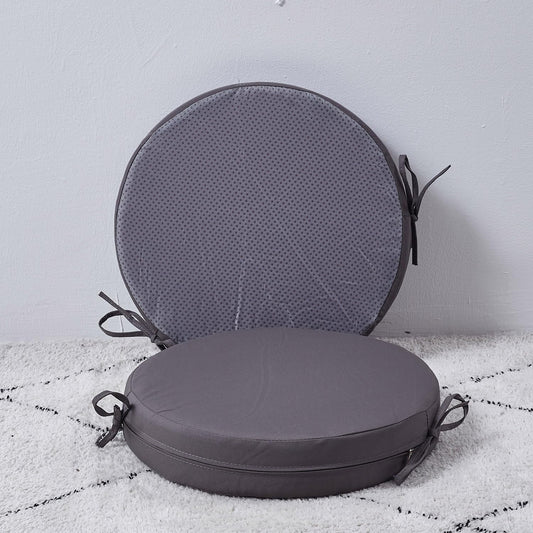 15 x 15 Inch Round Cushions for Outdoor Furniture Non-Slip Waterproof Patio Bistro Chair Cushion with Ties Bar Stool Seat Cushion for Kitchen Chairs Set of 2, Dark Gray
