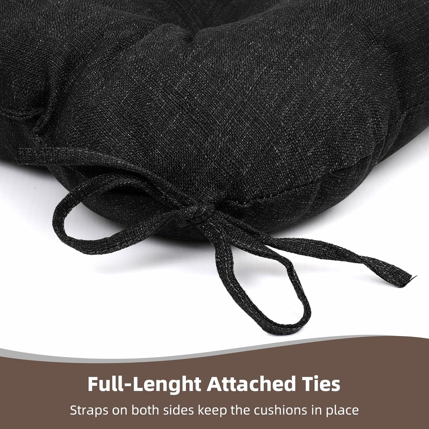 RACE LEAF Patio Chair Cushions 17x17 Inch 4 Pack, Thickened Outdoor Cushions Water Resistant Stain Resistant Non-Slip Ties (Black)