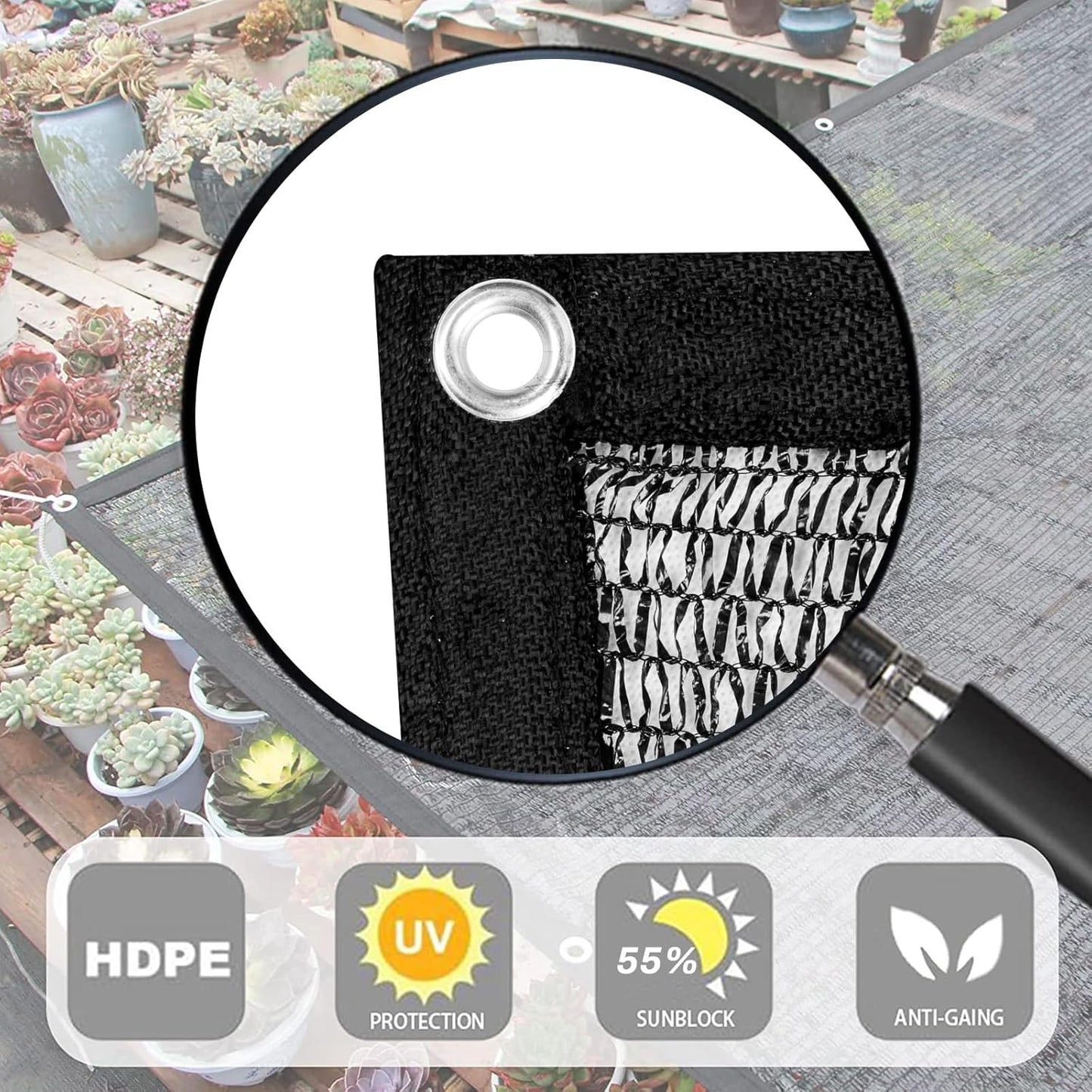 LOVE STORY 8x10FT 55% Black Shade Cloth Sun Shade Net with Grommets Sunblock Net Mesh Tarp for Garden,Plants Cover,Greenhouse and Patio