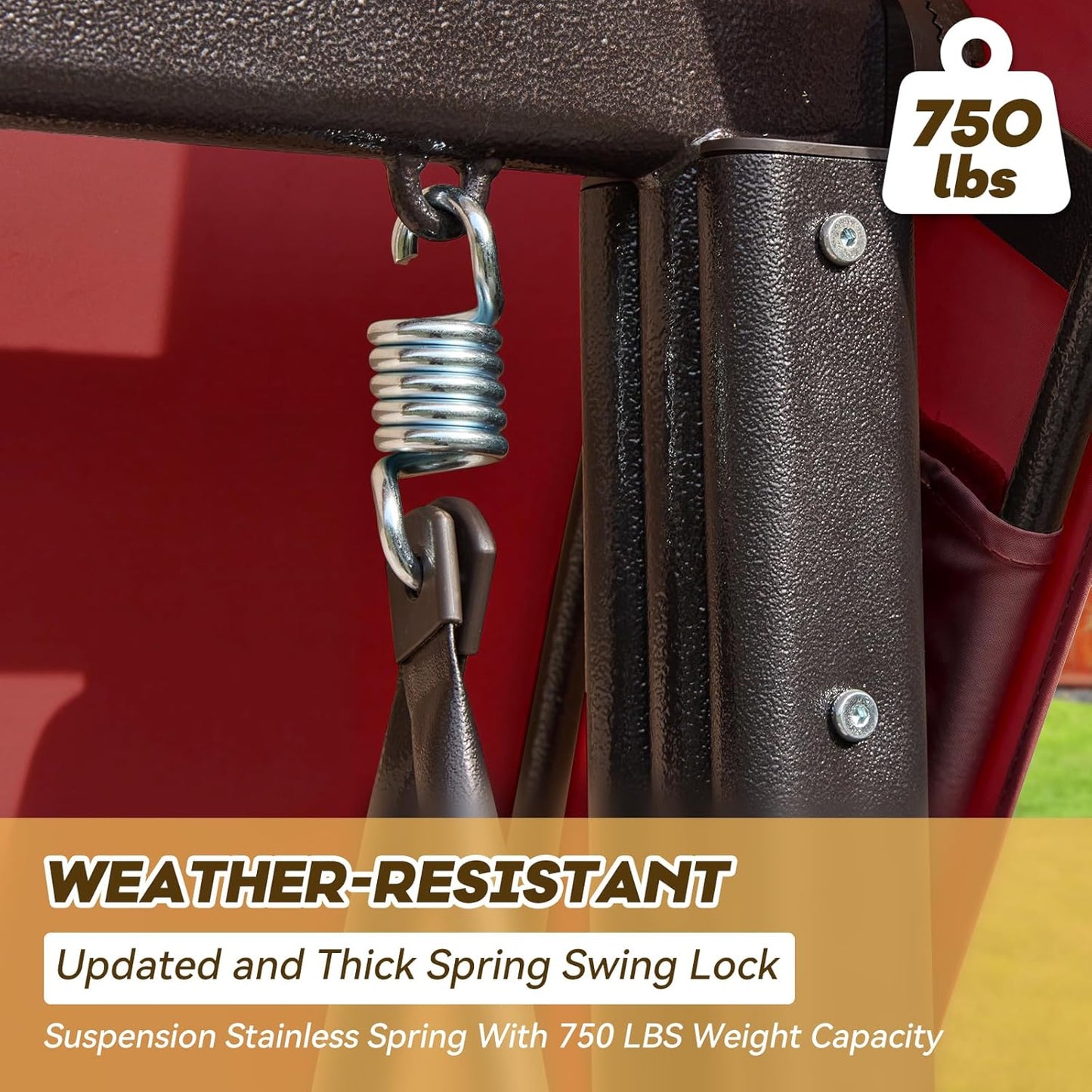 3 in 1 Outdoor Porch Swing with Adjustable Canopy, 3 Seat Outdoor Swing for Adults, Patio Swing Chair with Thickened Cushions,Pillows & Cup Holders for Backyard, Porch, Garden (Wine Red)