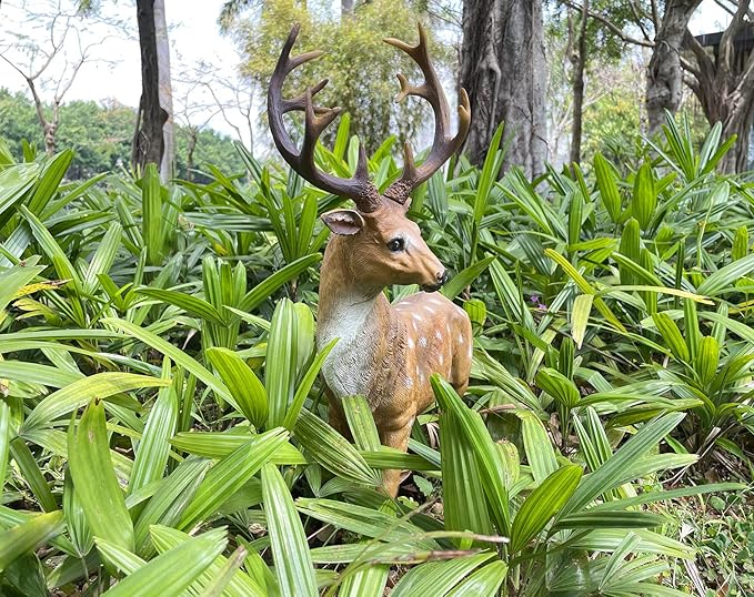 XTAPAN Resin Sika Standing Deer Statue Garden Animals Decorations Outdoor Sculpture Yard Art Decor Lawn Ornaments Clearance Patio Decoration Figurine Christmas Home Decorations