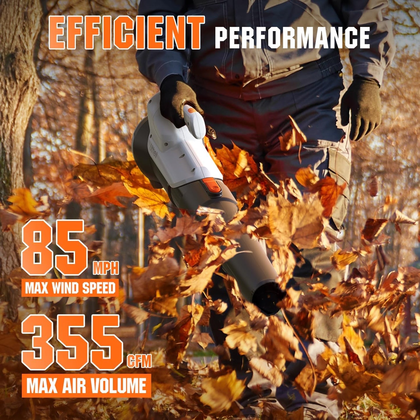 Litheli 20V Cordless Leaf Blower Battery Powered Leaf Blower, 2.0 Ah Battery Lightweight 2 Speed Mode Electric Blowers for Lawn Care, Patio, Snow, Dust, Blowing Leaves