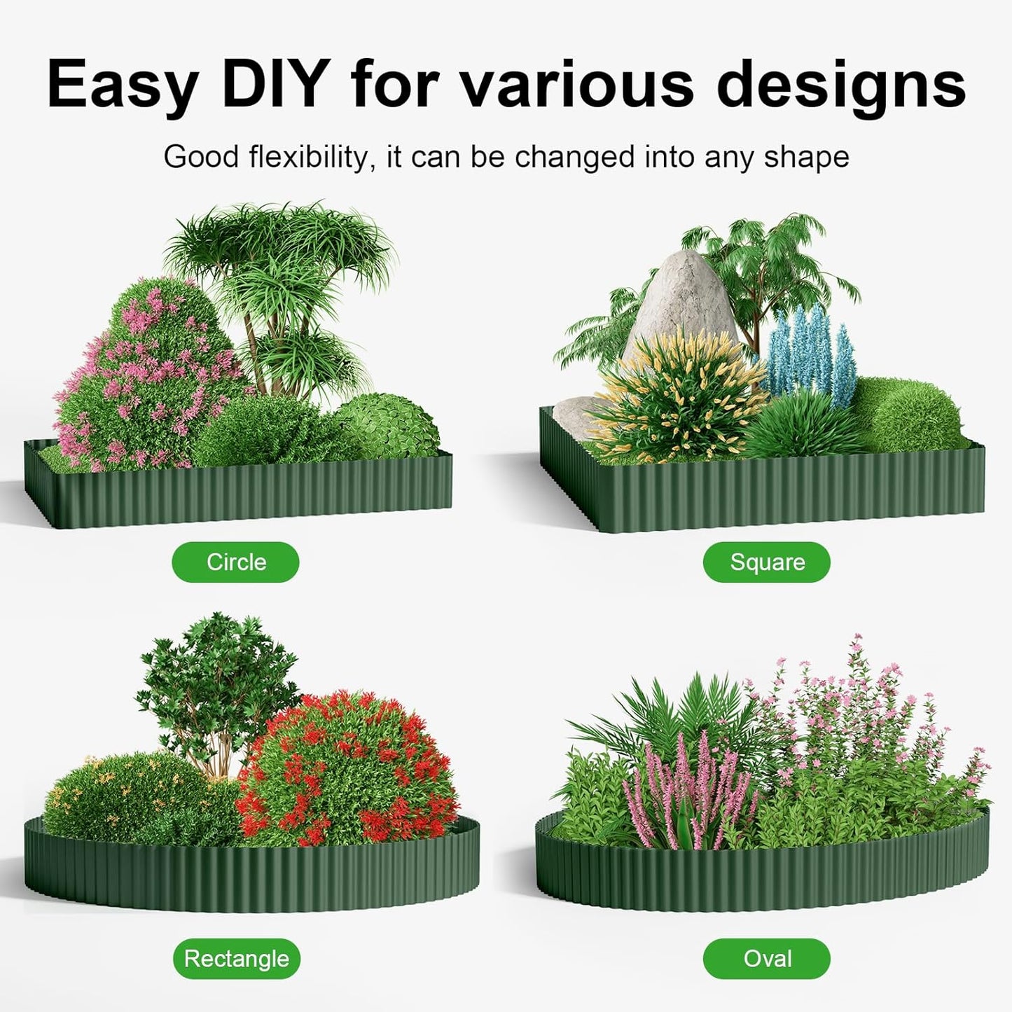 Land Guard Corrugated Metal Garden Edging, 6"×25Ft Steel Landscape Edging, Corrugated Metal Yard Edging Borders, Steel Edging for Landscaping, Garden Fence, Lawn, Flower Bed (Olive-Green)