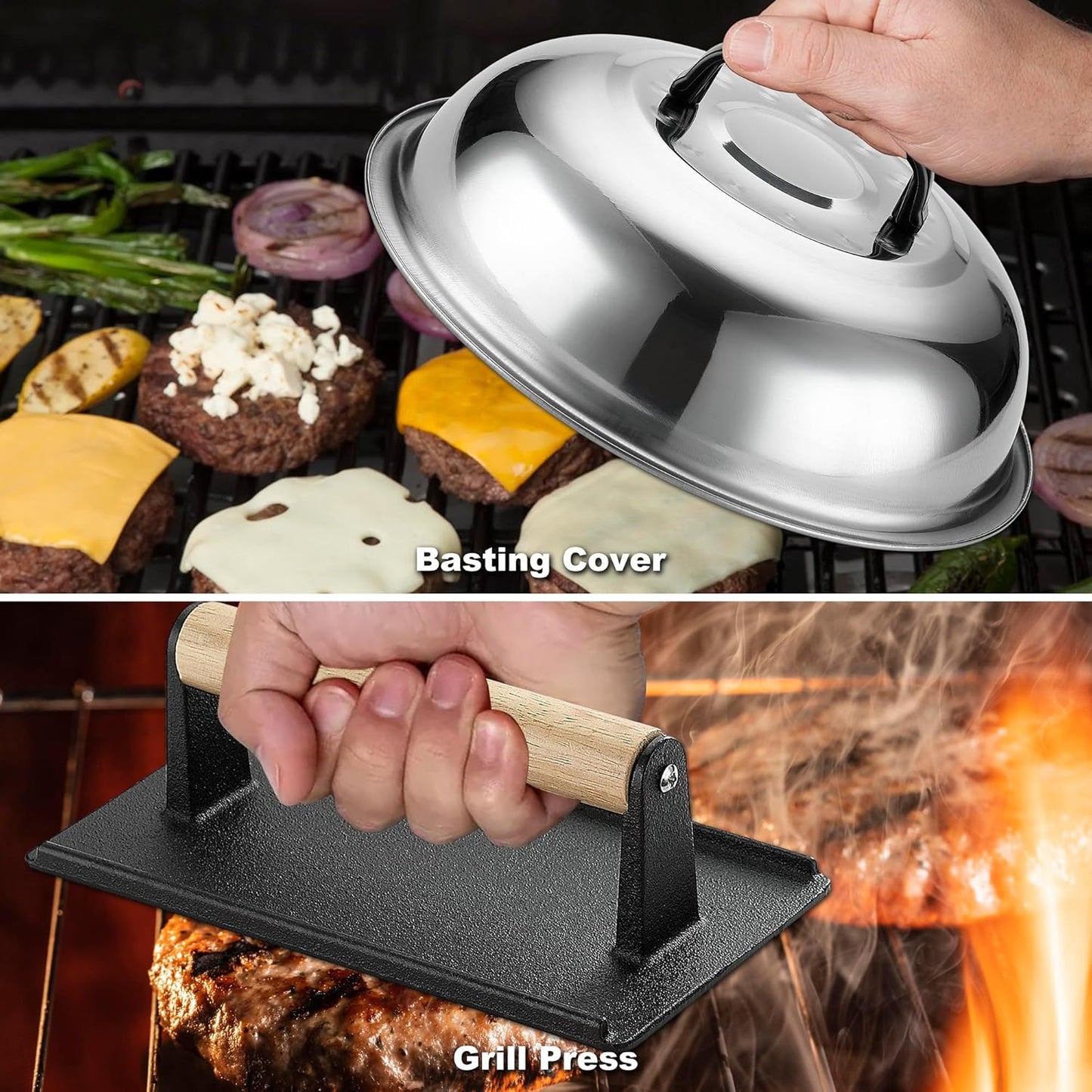 ROMANTICIST 19PCS Griddle Accessories Set - Flat Top Teppanyaki Spatula Set with Scraper, Basting Cover for Camp Chef- Home Cooking Griddle and Outdoor BBQ Gifts for Christmas