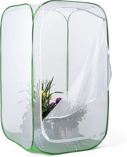 59" Outdoor Mesh Plant Enclosure, Mesh Plant Cover for Pests, Bird and Pest Protection Guard for Fruit, Vegetables, Flowers and Herbs Pop-Up Cage 35"x35"x59"