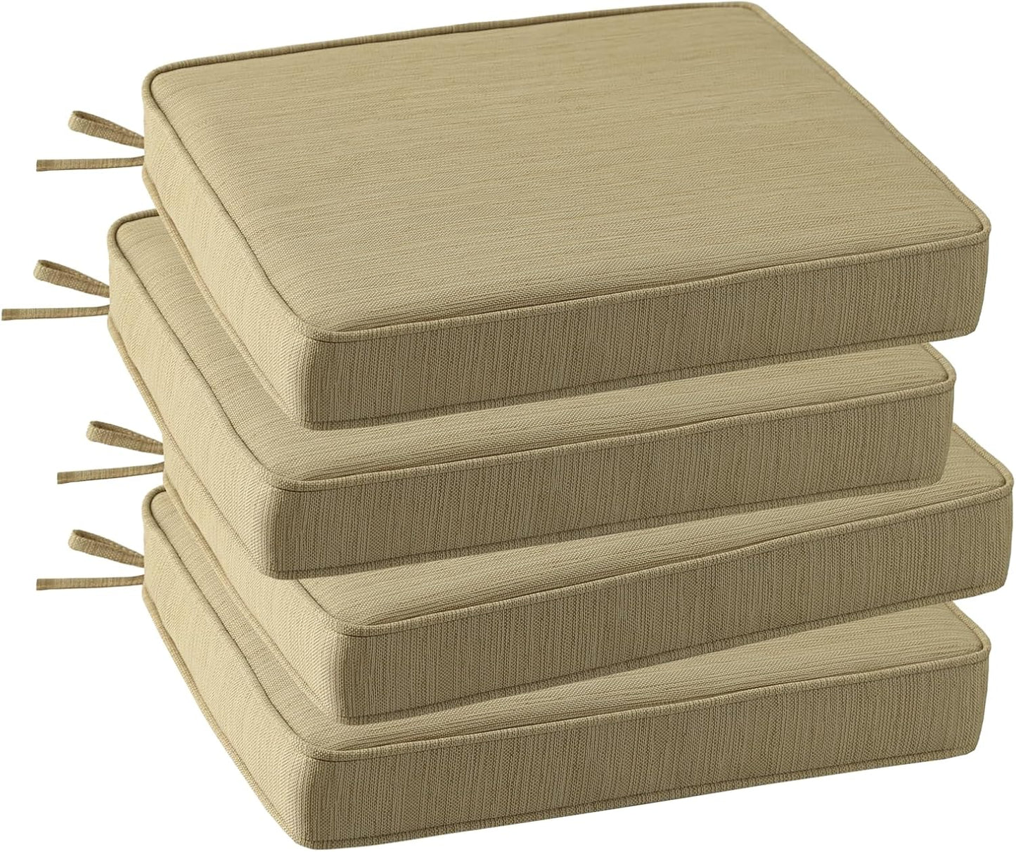 Outdoor Square Corner Seat Cushion, 18.5"x16"x3", Set of 4, Non Slip Seat Cushion Pads with Removable Cover for Patio Furniture, Garden Yard Lawn, Warm Taupe