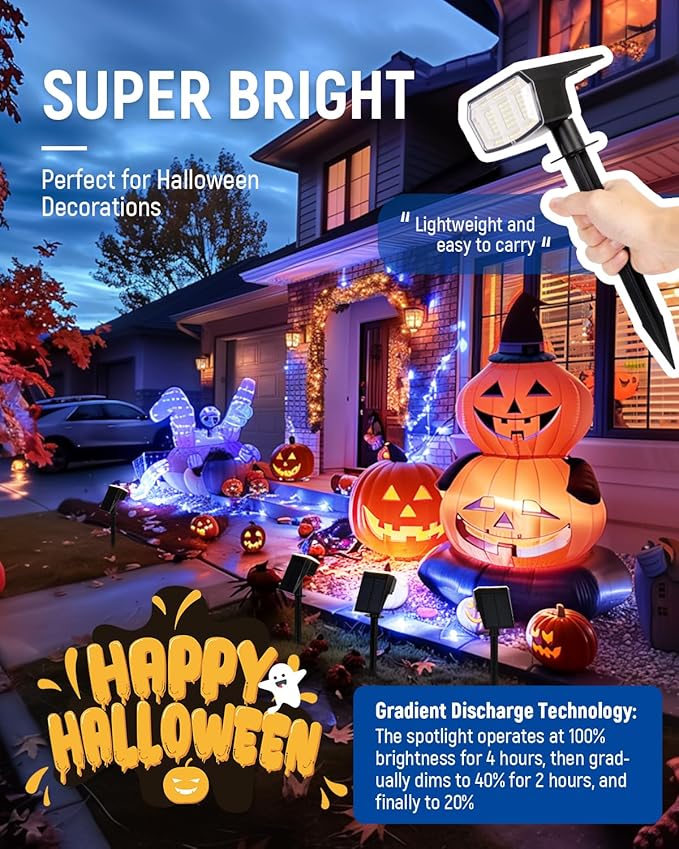 Solar Spot Lights Outdoor Waterproof 1 Pack IP65, 63 LED 3 Lighting Modes Spotlights for Outside Yard Garden House Garage Landscape Lights-Cool White