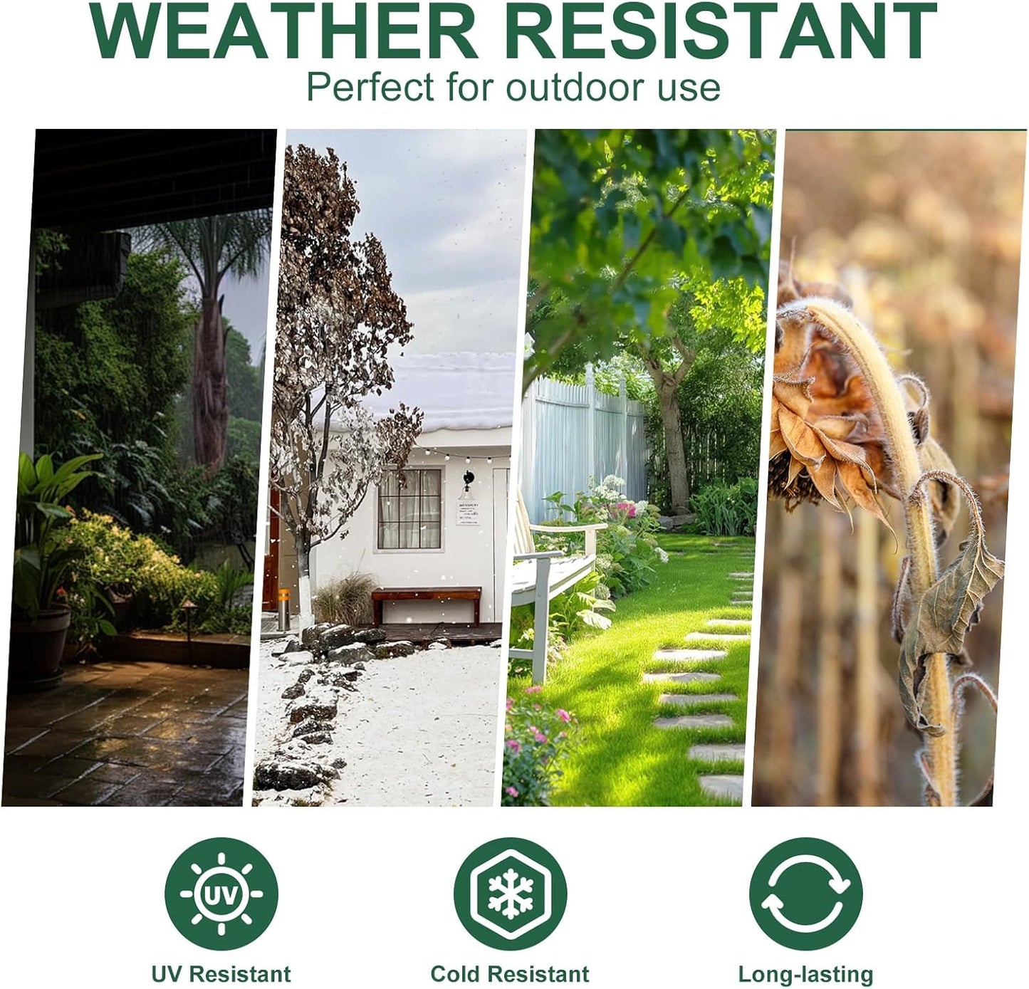 Green Zip Ties Assorted Sizes (4"+6"+8"+12"), 2000 Pack, Cable Ties UV Resistant for Garden, Plants, Fence, Holiday Lights, Yakobela