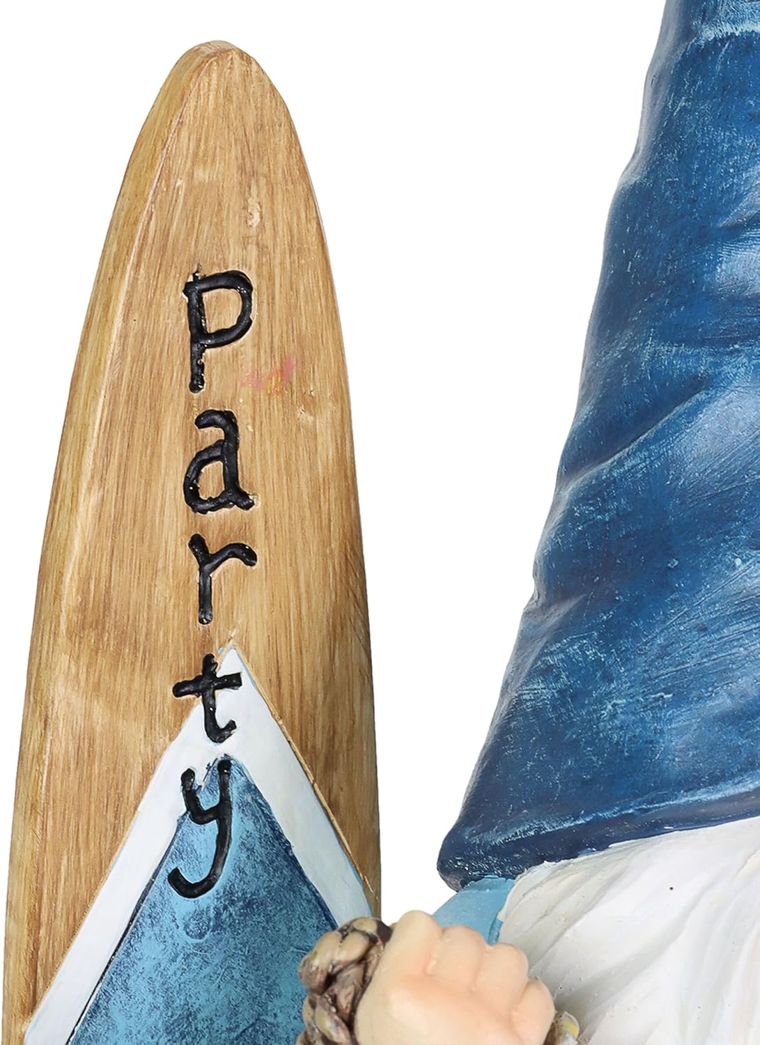 Exhart Garden Gnome, Solar Surfer Party Time Garden Sculpture with Surfboard Sign, LED Lights, Outdoor Lawn and Yard Decoration, 7 x 6 x 12.5 Inch