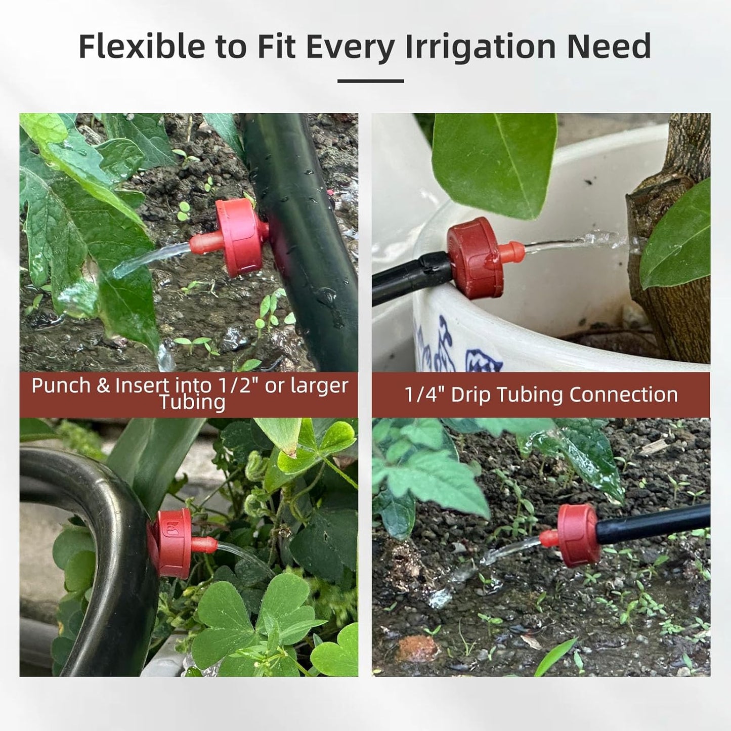 30PCS 4 GPH Pressure Compensating Drip Irrigation Spot Watering Drippers/Emitters, Self-Cleaning Constant Flow Drip Irrigation Emitters Heads Irrigation Drippers Parts for Drip Irrigation System