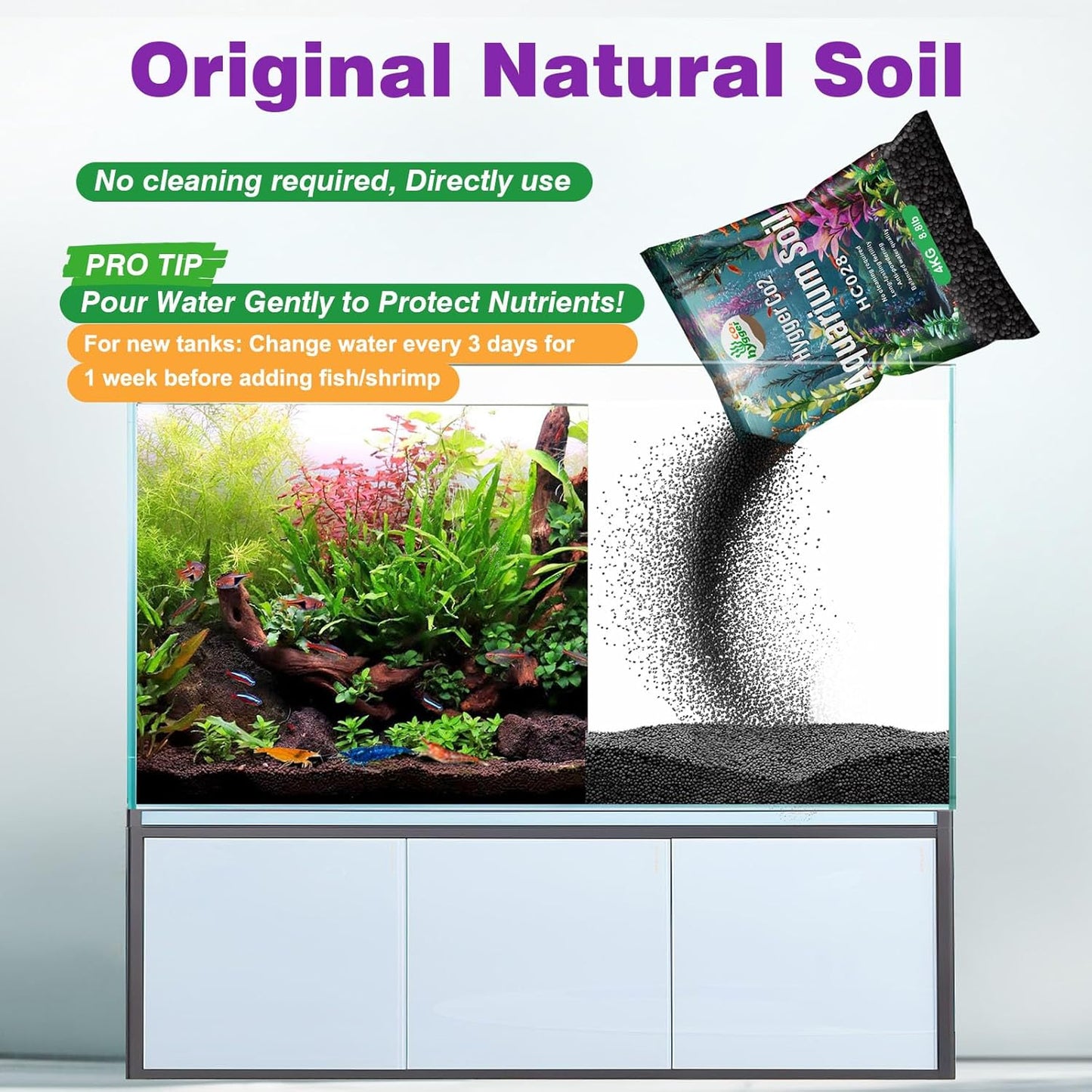 Upgraded Aquarium Soil Water Grass Mud, Ideal for Fish Tank Aquascaping Aquarium Substrate Soil for Plants and Shrimps, No Need to Wash (8.8 Pounds)