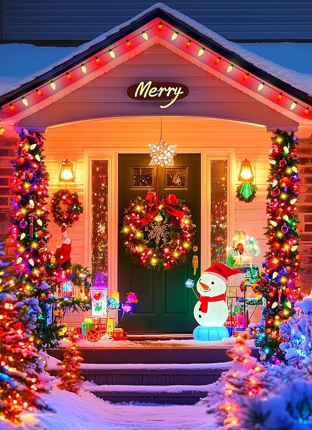 Brightown C9 LED Christmas String Lights, 66ft Vintage Outdoor Lights String with 100 Smooth Opaque Bulbs, Plug-in Waterproof Roofline Lights String for Outside Patio Christmas Holiday Decor