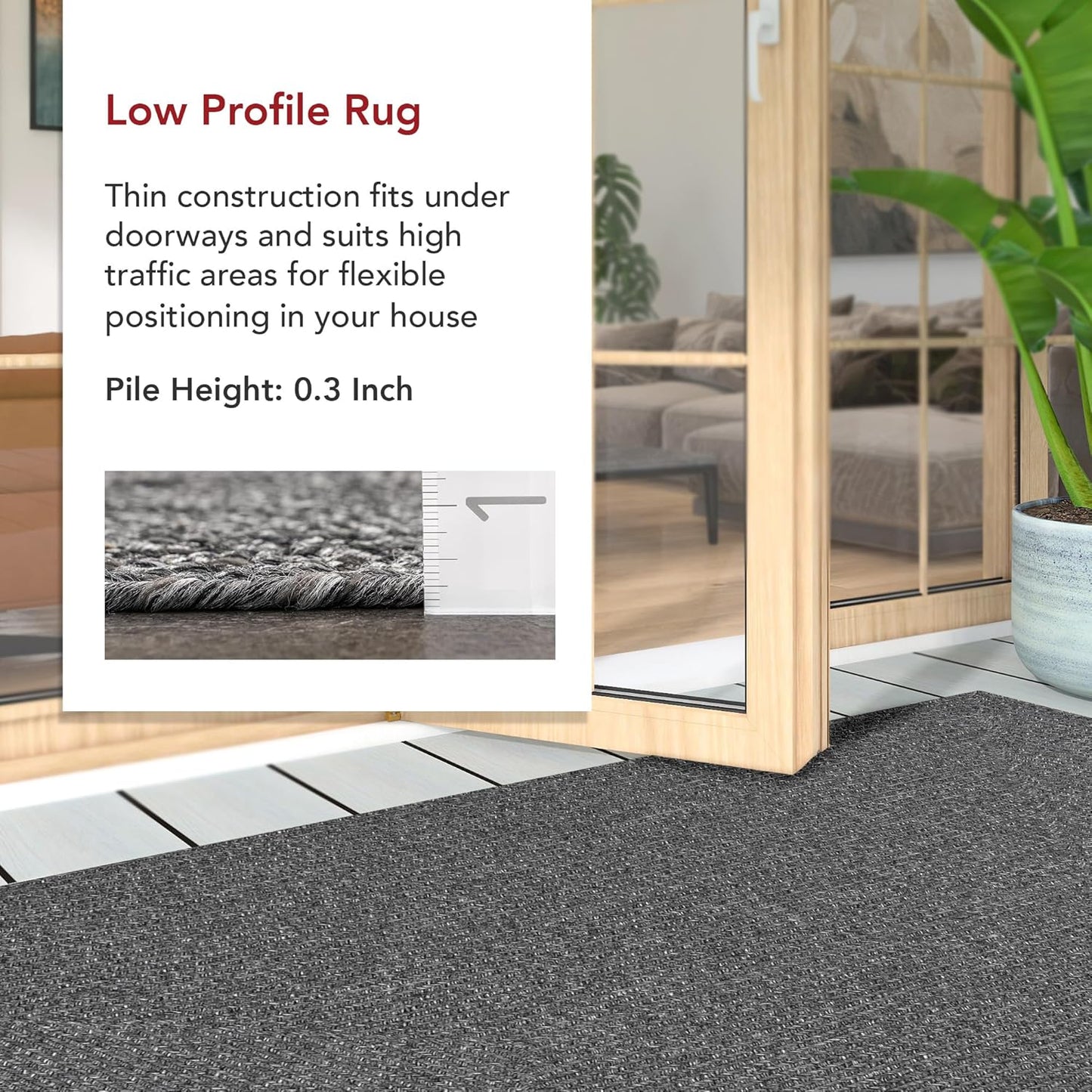 nuLOOM 2' x 3' Solid Hand Braided Indoor/Outdoor Area Rug, Pet-Friendly, High Traffic, Weather Resistant, for Patio, Balcony, Bedroom, Living Room, Dining Room, Wynn Charcoal