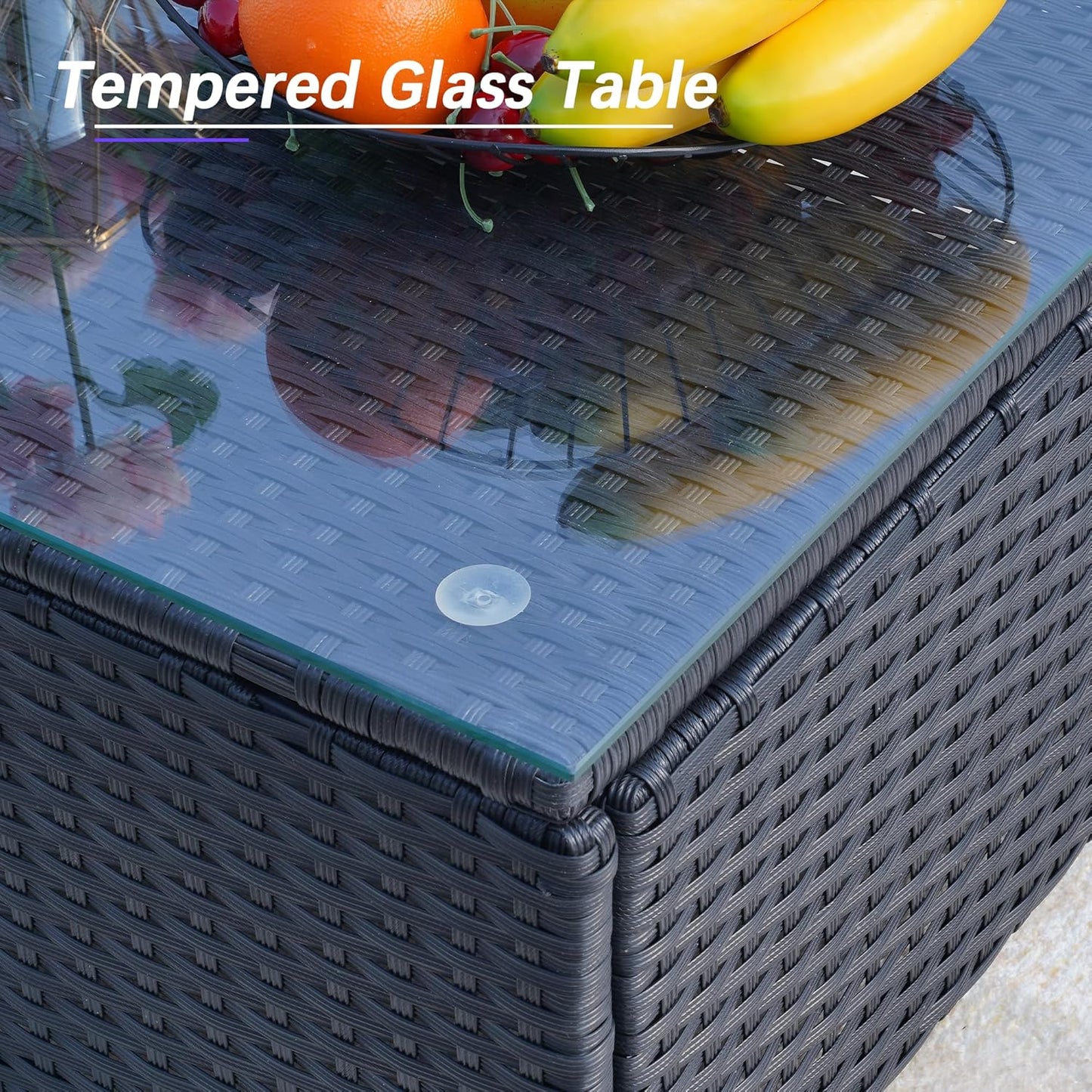 7 Piece Patio Furniture Set, Outdoor Couch Set—All-Weather Outdoor Furniture Sectional w Water Resistant ThickCushions, Patio Sofa Set w 2 Extra Pillows and Coffee Table, Deep Gray/Black