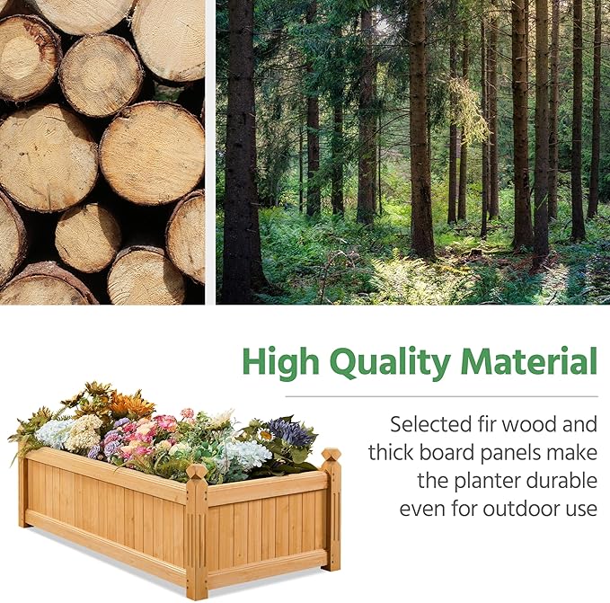 Yaheetech 46″ L × 23.5″ W × 16″ H Wooden Raised Garden Bed, Horticulture Wood Rectangular Garden Planter Outdoor, Raised Planter Box for Yard/Greenhouse/Vegetable/Flower/Herbs, Light Brown, 2pcs
