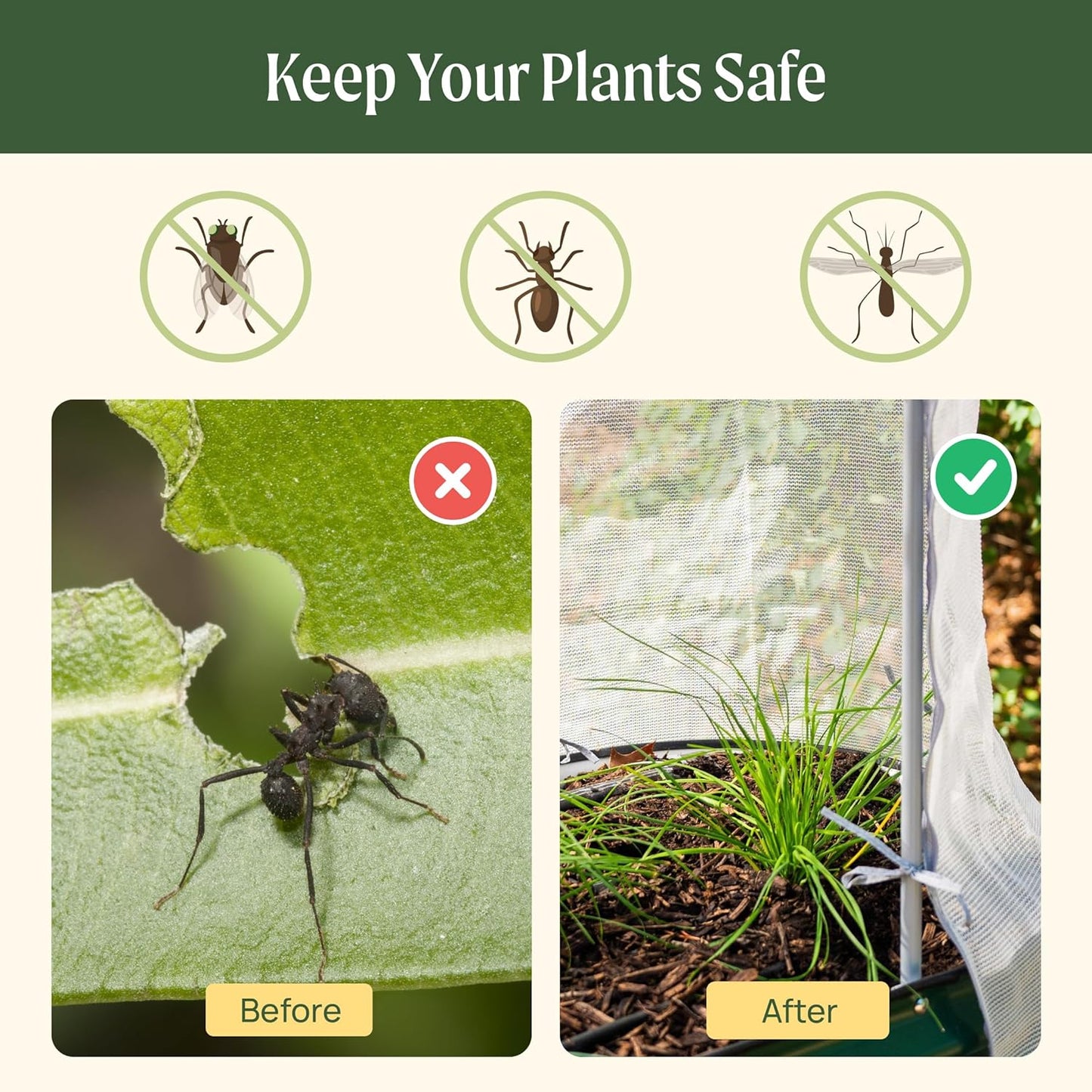 Vego garden Cover System for 2.0' x 6.5' (6 in 1) Garden Bed