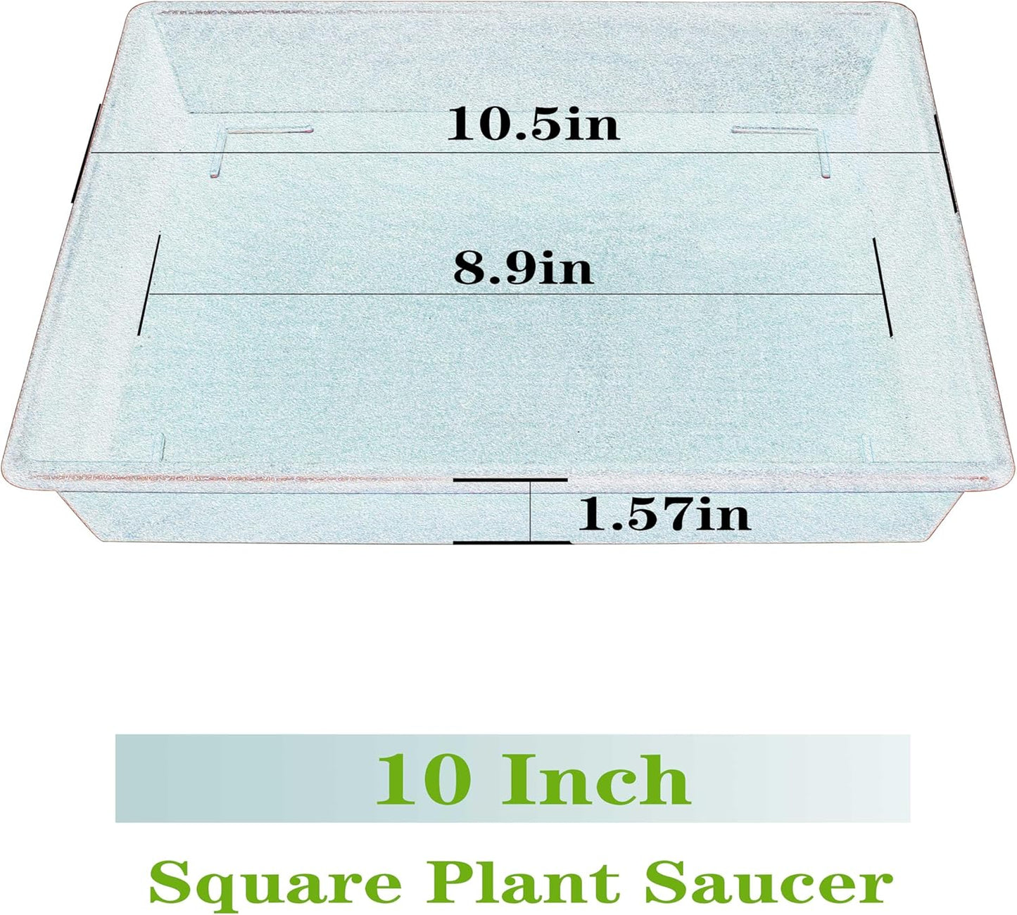 Square Plant Saucer 10 Inch 2 Pack 6 8 10 12 14 16 18 20 Inch, Plant Trays for Pots Heavy Duty Plastic Plant Saucers for Indoors Outdoors, Flower Pot No Holes Plant Drip Trays
