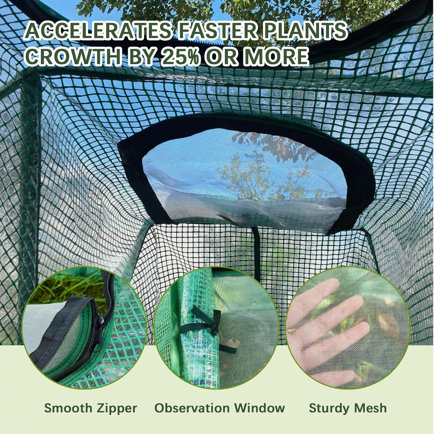 47.2" *14.6" *13.4" Foldable Garden Row Accelerator Plants Cover for Raised Garden Bed, Mini Greenhouse Cover with Two Air Hole and Breathable Mesh, Frost Cover for Plant Vegetable Seedling Protector