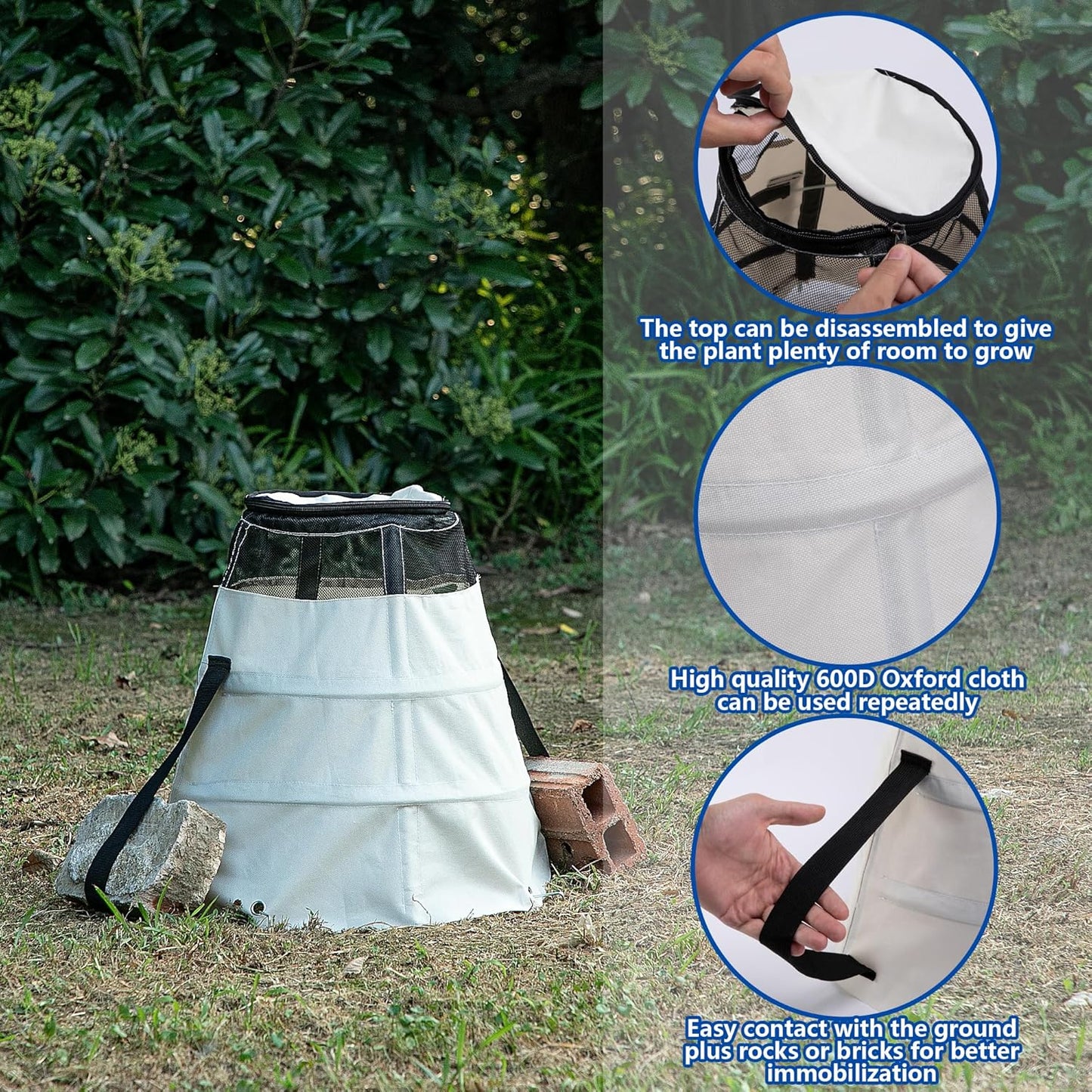 Winter Rose Protective Cover, 600D Winter Rose Cones Protection with Stakes, Reusable Freeze Protection Roses Collar for Protecting Outdoor Plants from Wind Frost Animal Eating