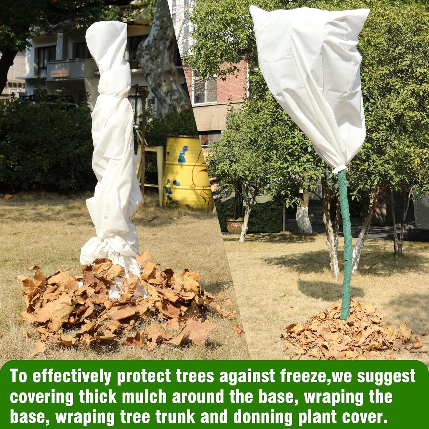 Gardzen 5-Pack Plant Covers Freeze Protection, Drawstring Tree Cover with Zipper, Winter Freeze Plant Protection, Tree Jacket Frost Blanket for Outdoor Plants, 54”×72”