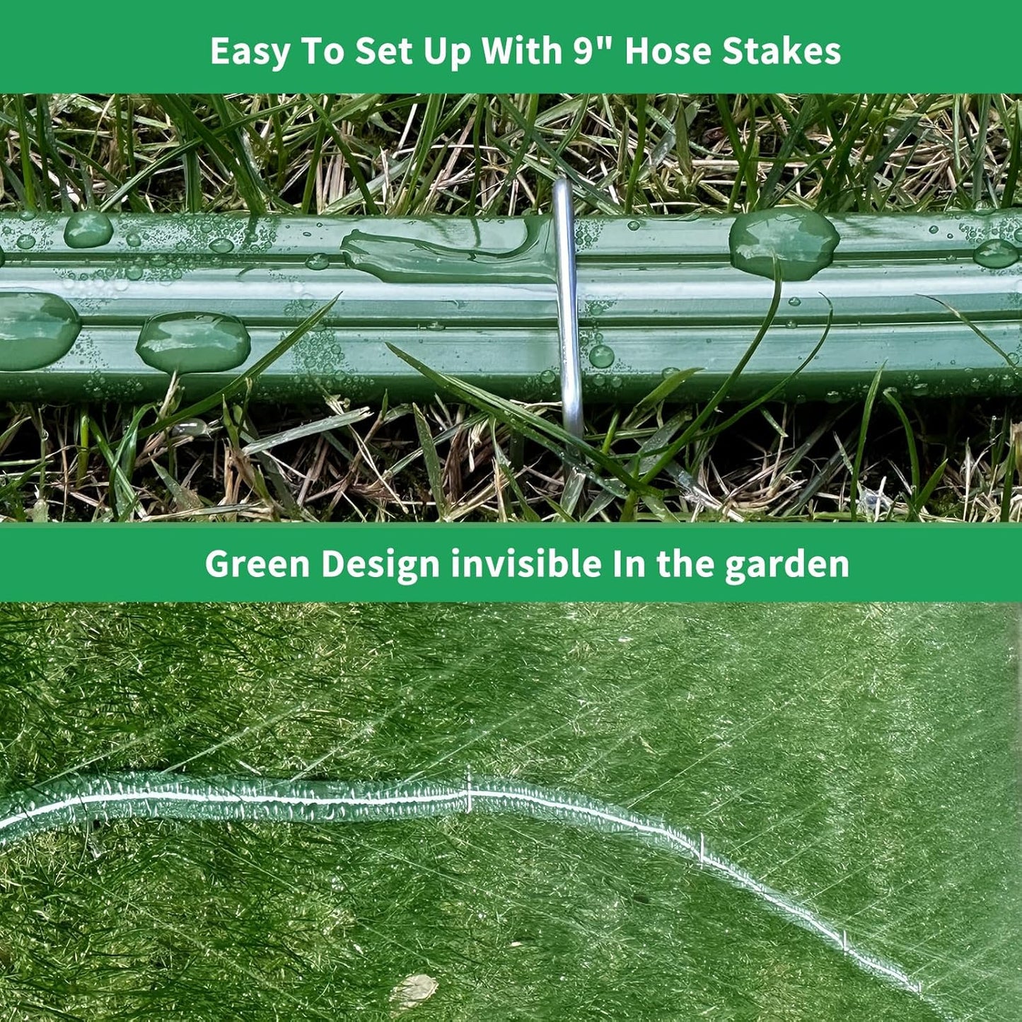 Watoo 2025 Sprinkler Hose & Soaker Hose for Yard - 100 FT Reinforced Flat Garden Hose with Holes, Heavy Duty No-Kink Lawn Irrigation Hose (Includes Stakes, High Pressure Spray)