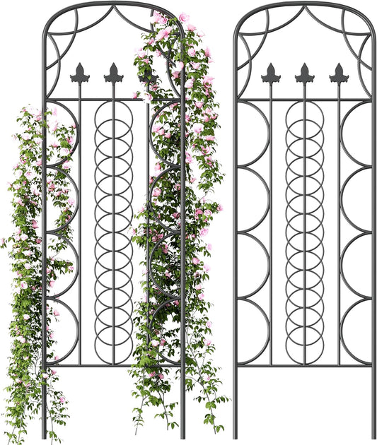 Idzo 71 in. Decorative Metal Trellis for Climbing Plants Outdoor, Heavy-Duty Steel Garden Trellis with Durable Powder Coating, Black
