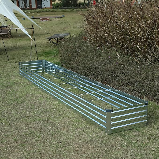 12x2x1ft(2 Pack) Galvanized Raised Garden Bed,Outdoor Planter Box Metal Patio Kit Planting Bed for Vegetables Flowers and Succulents,Silver