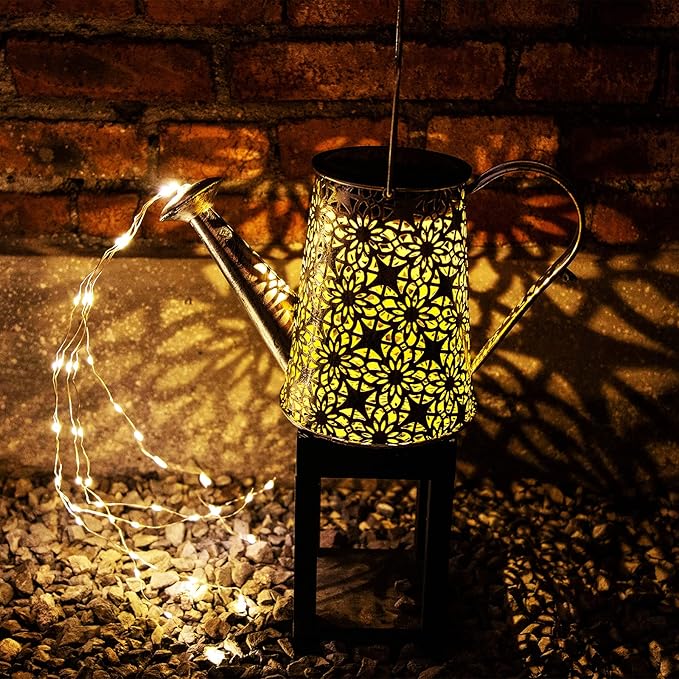 VOOKRY Solar Watering Can Lights, Large Retro Metal Hanging Solar Lights Outdoor Waterproof, Gardening Gifts for Mom Grandma Women Birthday, Garden Decor Yard Light Outside for Porch Landscape Patio