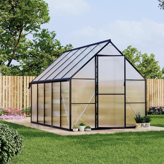 8'x10' Aluminum-Framed Polycarbonate Greenhouse, Heavy Duty Polycarbonate Greenhouse with Quick Setup Structure and Roof Vent, Large Enhanced Aluminum Green House Kit for Outdoors