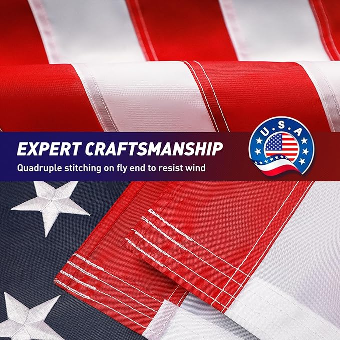 American Flag 4x6 Outdoor, 4x6 Flags Outside, All Weather US Flags with Embroidered Stars Sewn Stripes Brass Grommets, Vivid Color, Nylon USA Flag for Outdoor Indoor (4 by 6 Foot)