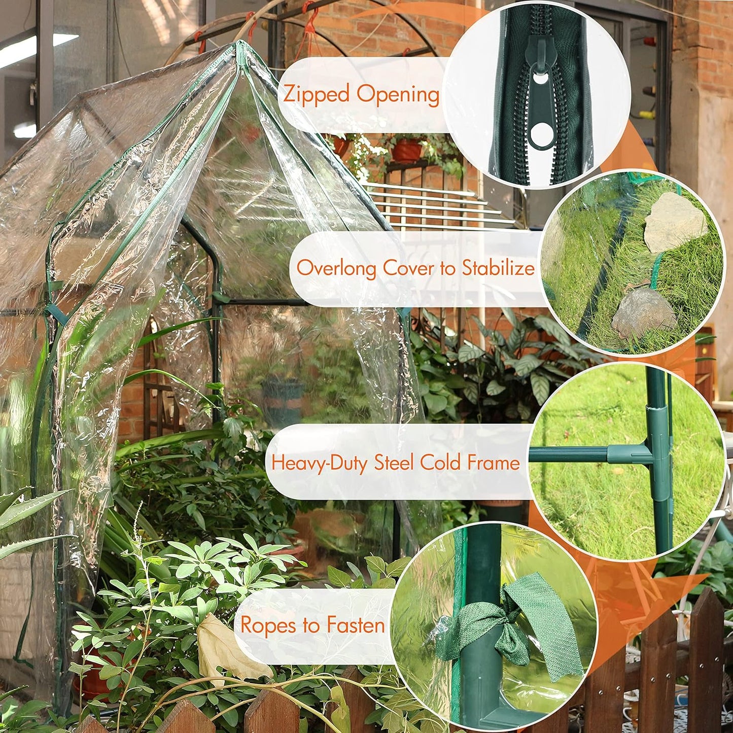 Gardzen Mini Greenhouse Heavy Duty Portable Green House, Clear Tent Small Greenhouse for Indoor Outdoor Plants 36.2”(L) x36.2”(W) x59.5”(H)