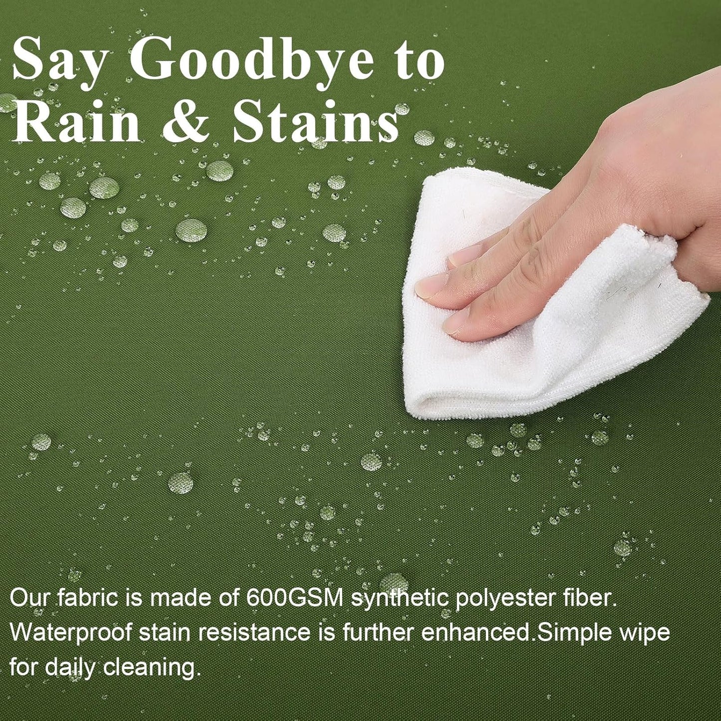 Outdoor Chair Cushions Set of 2 for Patio Furniture 22x22x4 Inch Waterproof Patio Chair Cushion 3 Year Color Fastness Square Elastic Foam Garden Couch Pads with Ties and Handle,Green