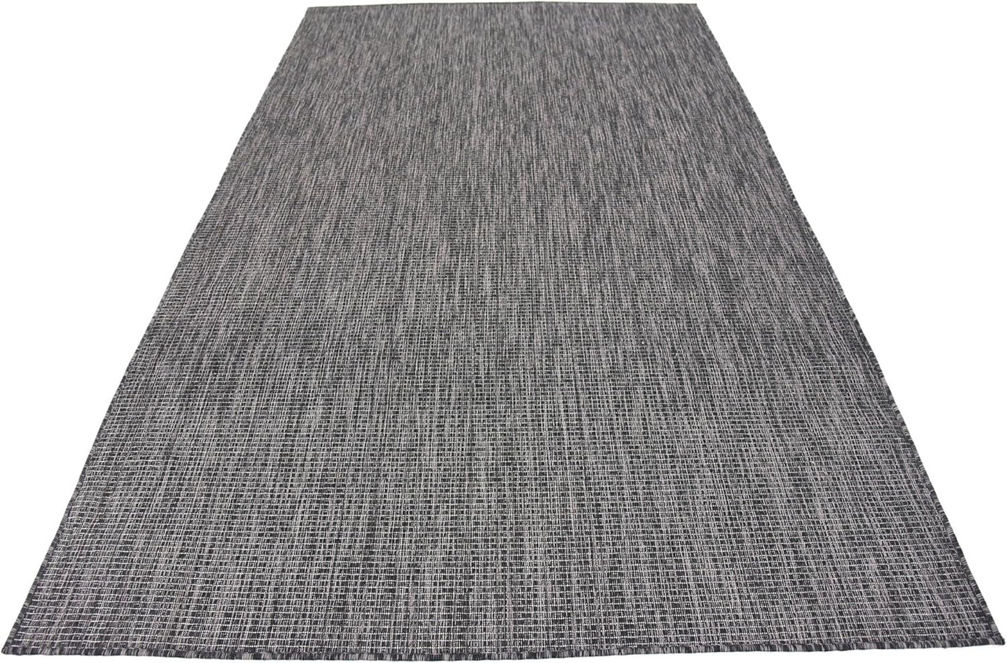 Unique Loom Collection Casual Transitional Solid Heathered Indoor/Outdoor Flatweave Area Rug (5' 1" x 8' Rectangle, Black/Ivory)