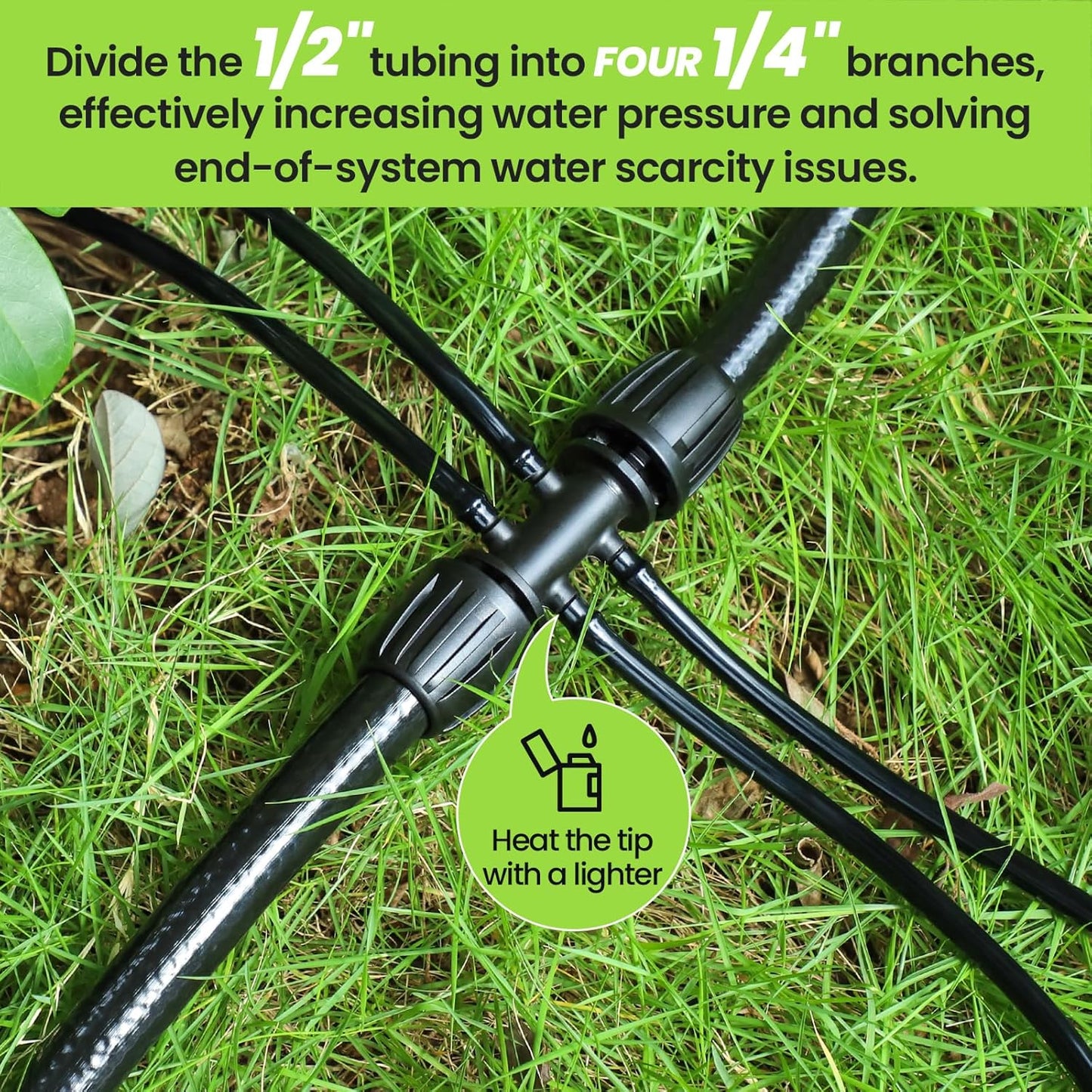 Bonviee 1/2" Irrigation Tubing with 4 Packs 6-Way Connectors - 50FT Drip Irrigation Tubing Ideal for Garden Irrigation System or as Blank Distribution Hose for Any Project