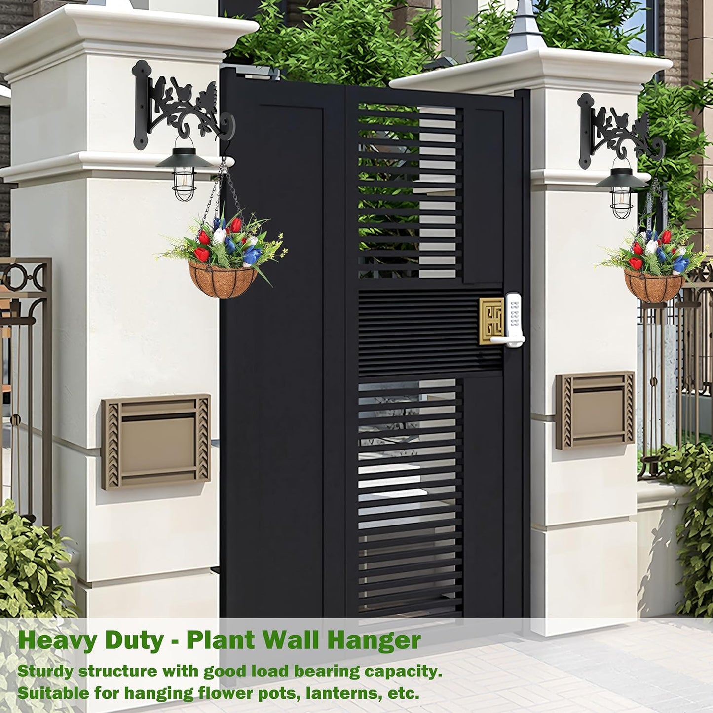 4 Pack Plant Hanger Hook,Outdoor & Indoor Hanging Basket Hooks,9in Metal Plant Wall Hanger,Plant Bracket Hook for Hanging Plants,Bird Feeder,Lantern