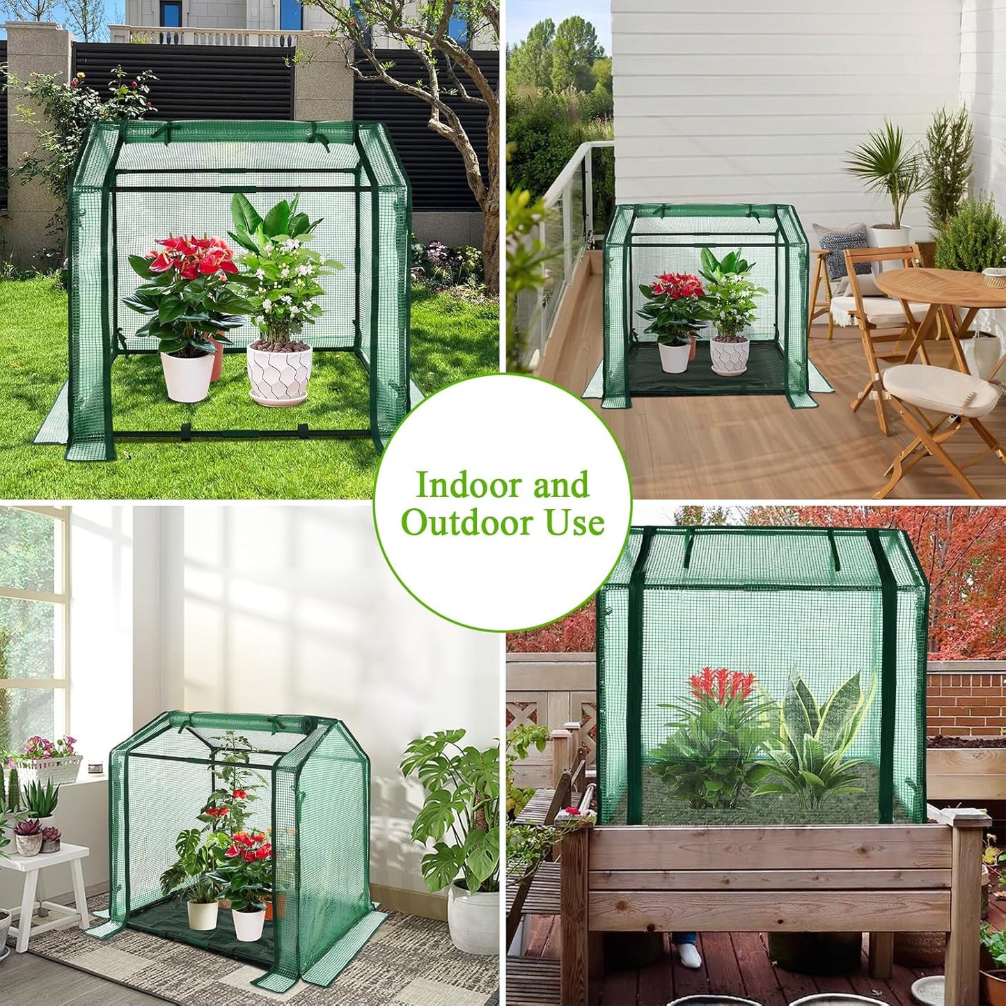 Ileading Small Greenhouse for Outdoor Indoor Portable Mini Garden Green House with Waterproof Pad, 4 Ground Stakes, 10 T-Shaped Plant Tags, Durable PE Plant Cover Tent, 33.5x23.2x32.5 Inch