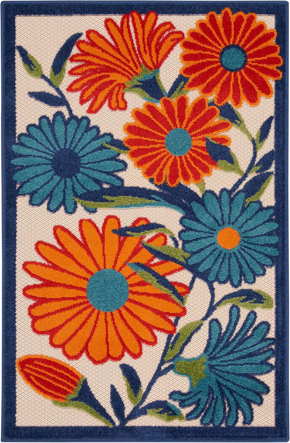 Nourison Home Aloha Indoor-Outdoor Modern Multicolor 2'8" x 4' Area Rug, Easy Cleaning, Non Shedding, Bed Room, Living Room, Dining Room, Backyard, Deck, Patio (3x4)