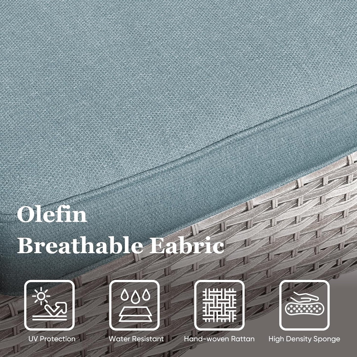 HUMMUH Patio Swivel Chairs Set of 2,PE Wicker Outdoor Rocker Chairs Bistro Set Porch Balcony Furniture with Cushions